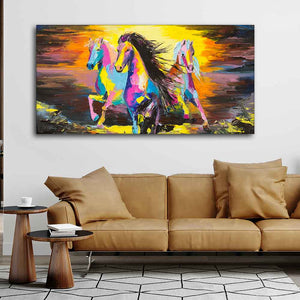 Running Horses Abstract Premium Canvas Wall Painting