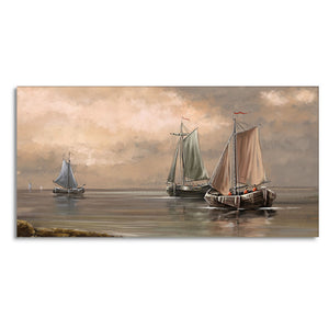 Sailing Boat on the Sea landscape with Fisherman Wall Painting