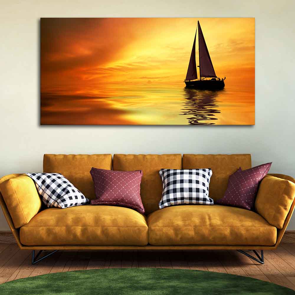 Sailing in Sunset Canvas Wall Painting