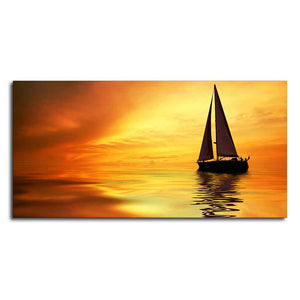 Sailing in Sunset Canvas Wall Painting