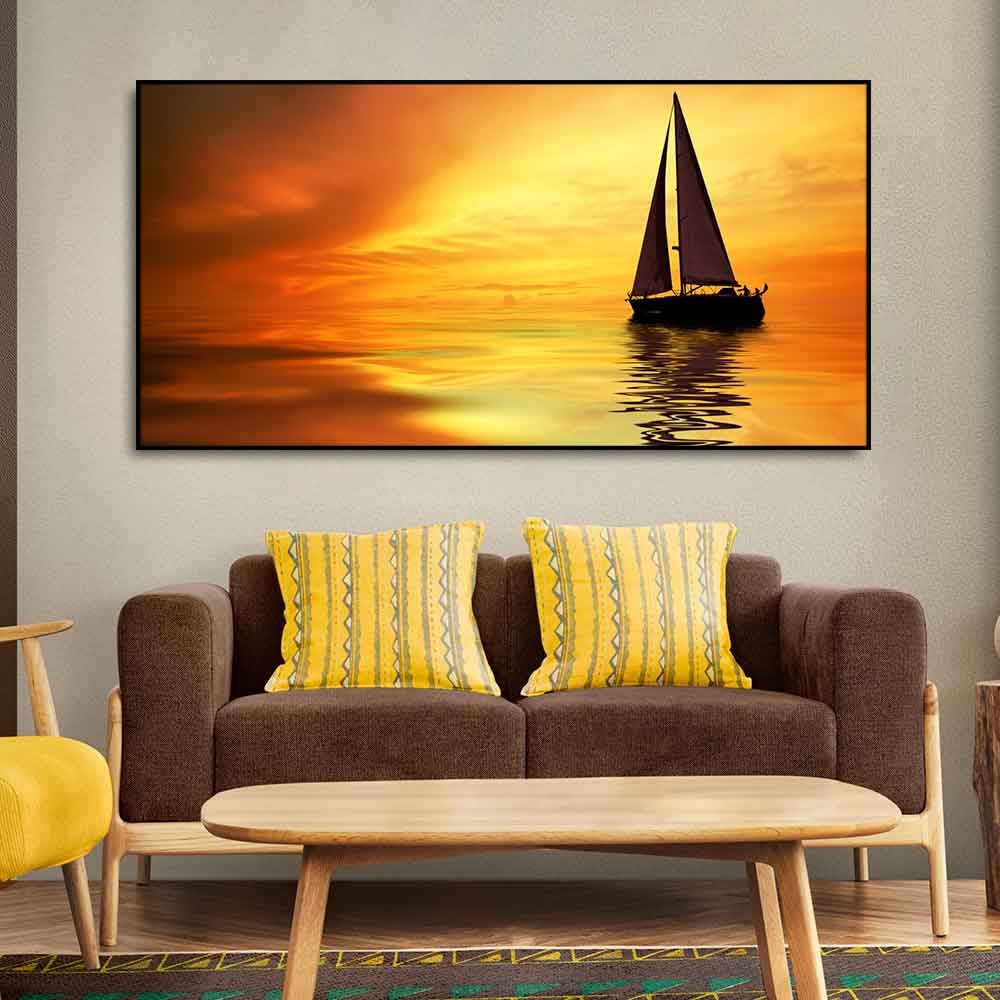 Sailing in Sunset Canvas Wall Painting