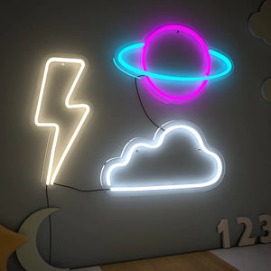 Saturn Planet Cloud and Lightning LED Neon Light- Set of 3