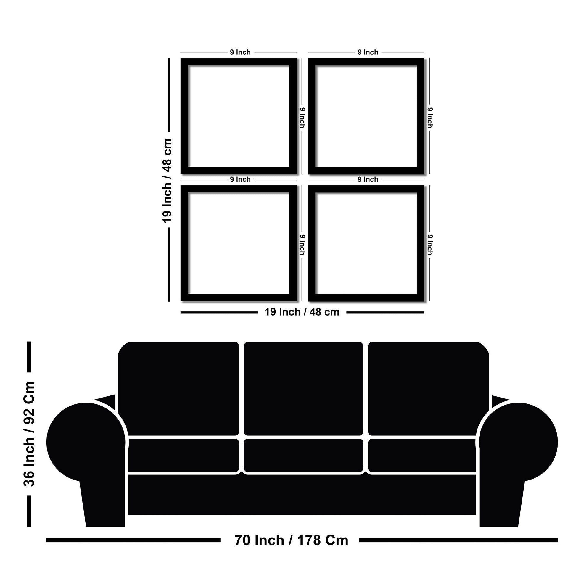 Scandinavian Modern Forest Wooden Wall Frame Set of Four