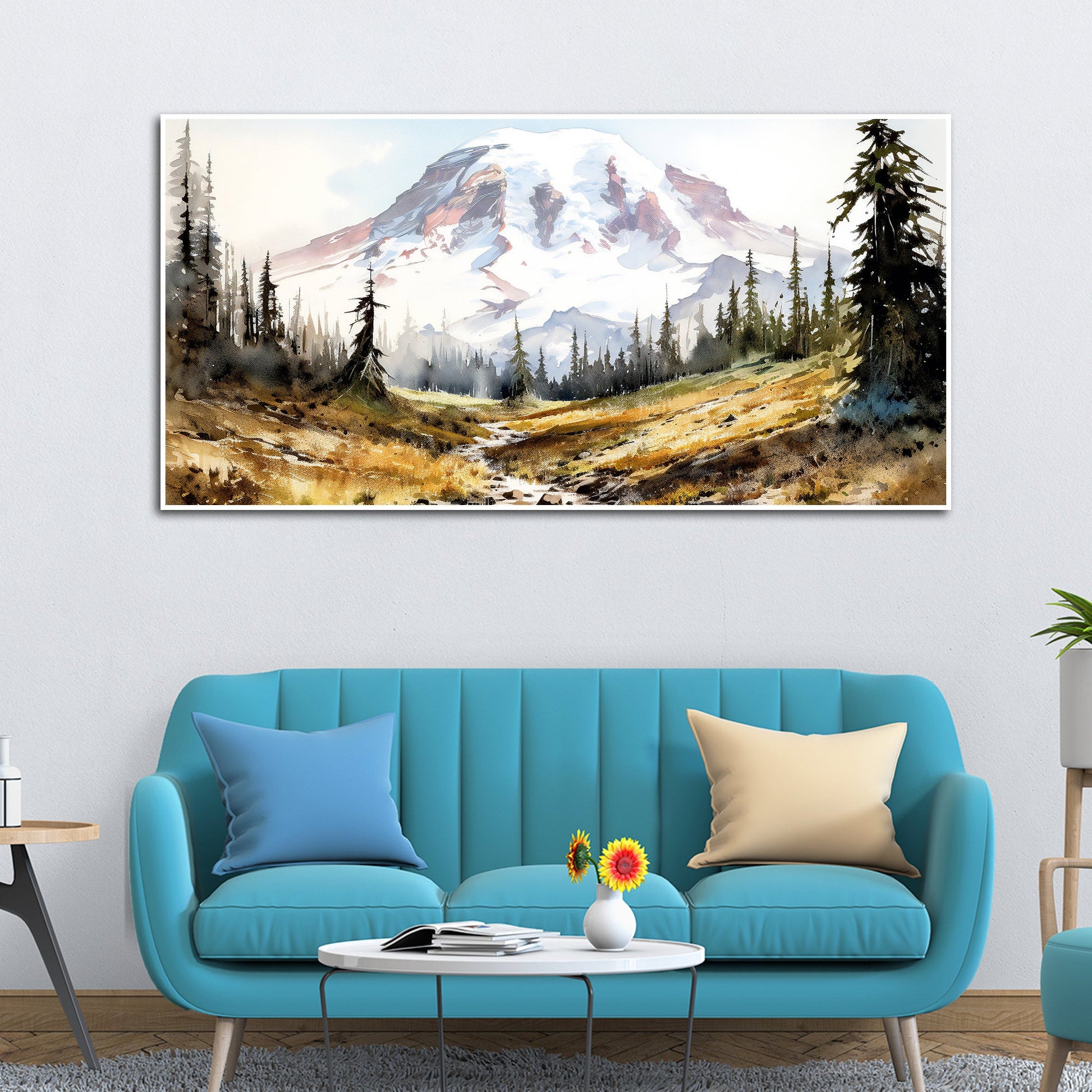 Scenery of Mountain Stream Canvas Wall Painting