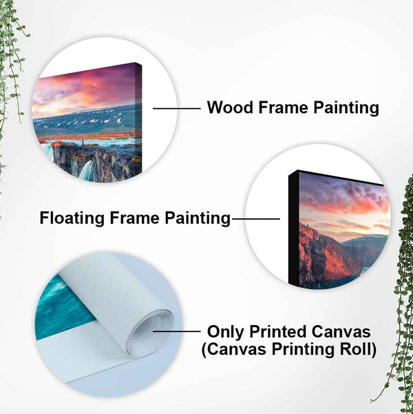 Scenery of Waterfall In Forest Canvas Wall Painting