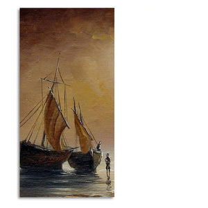 Sea Ships with Fishermen Canvas Wall Painting