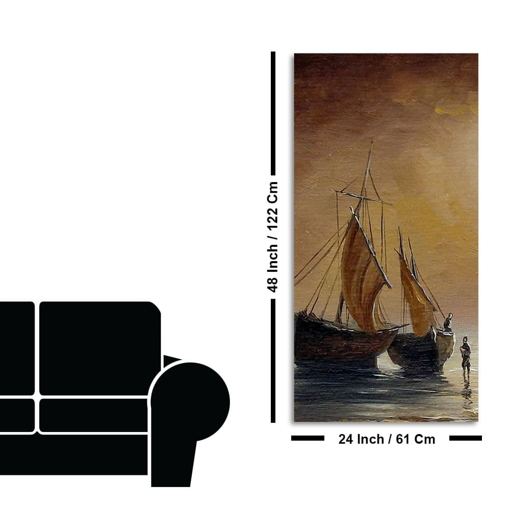 Sea Ships with Fishermen Canvas Wall Painting