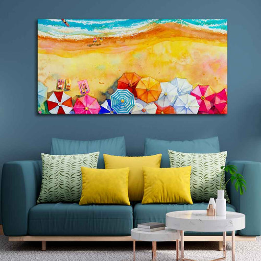 Seascape Top View Premium Canvas Watercolor Wall Painting