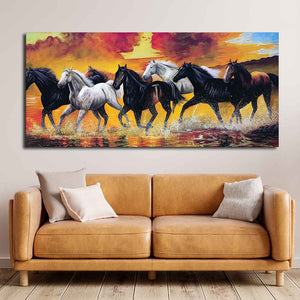 Seven Horse Running Abstract Wall Painting