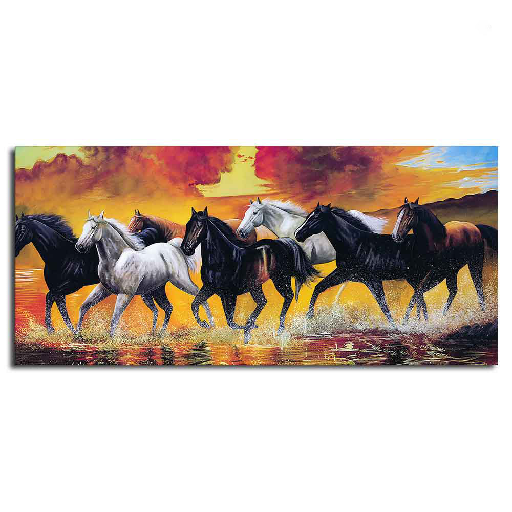 Seven Horse Running Abstract Wall Painting