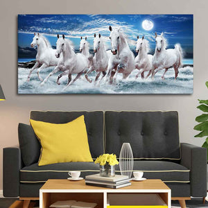 Seven Horses Running at Night Wall Painting