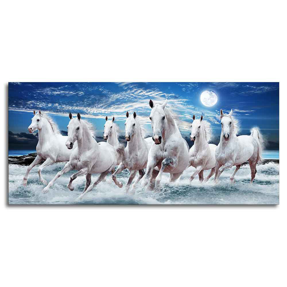 Seven Horses Running at Night Wall Painting