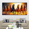 Seven Horses Running at Sunset Wooden Canvas Wall Painting