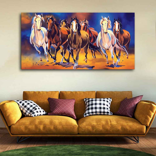 Seven Horses Running in Field Canvas Wall Painting