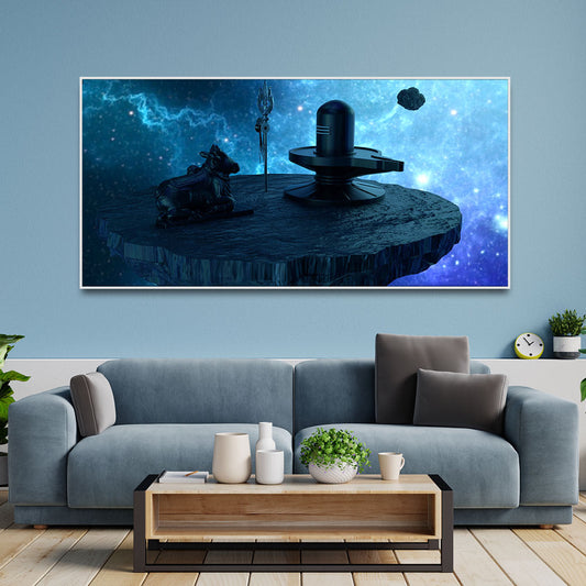 Shiva Lingam and Nandhi Statue Canvas Wall Painting