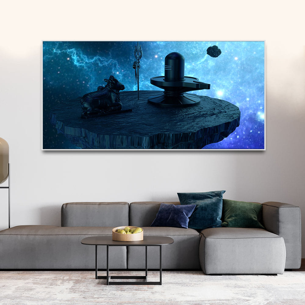 Shiva Lingam and Nandhi Statue Canvas Wall Painting