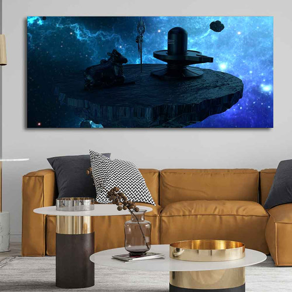 Shiva lingam and nandhi statue Large Canvas Wall Painting