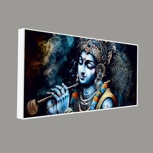 Shree Krishna Playing with Flute Canvas Wall Painting