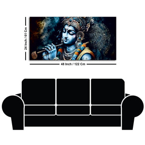 Shree Krishna Playing with Flute Canvas Wall Painting