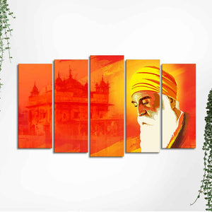 Shri Guru Nanak Dev Premium Wall Painting of Five Pieces