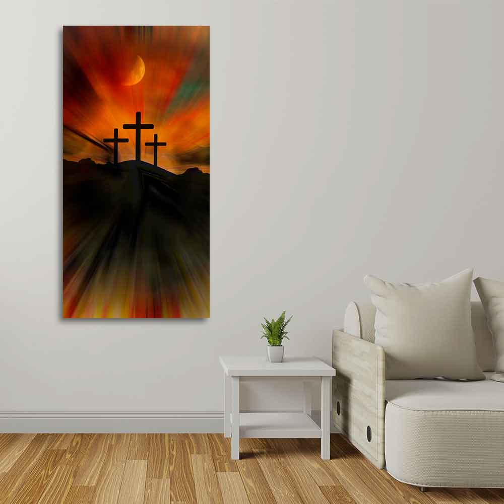 Silhouette of Cross Canvas Wall Painting