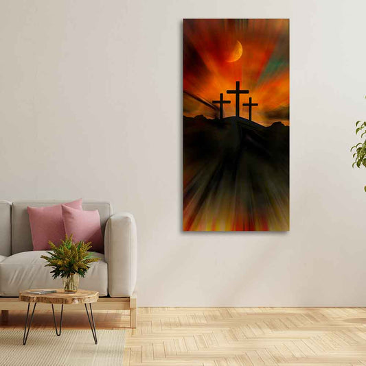 Silhouette of Cross Canvas Wall Painting