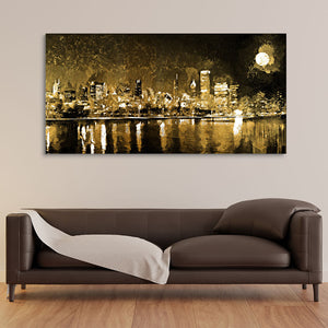 Skyline Night view Premium Canvas Wall Painting