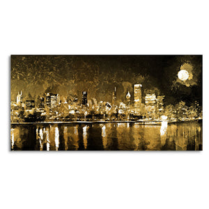 Skyline Night view Premium Canvas Wall Painting