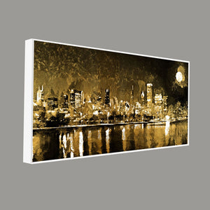 Skyline Night view Premium Canvas Wall Painting