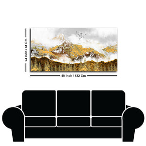 Smoke Cloud Golden Mountain Peak Canvas Wall Painting