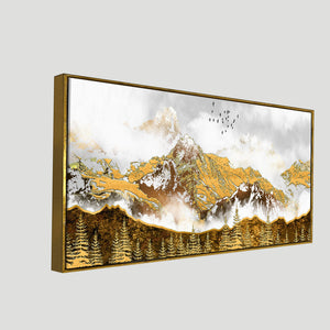 Smoke Cloud Golden Mountain Peak Canvas Wall Painting