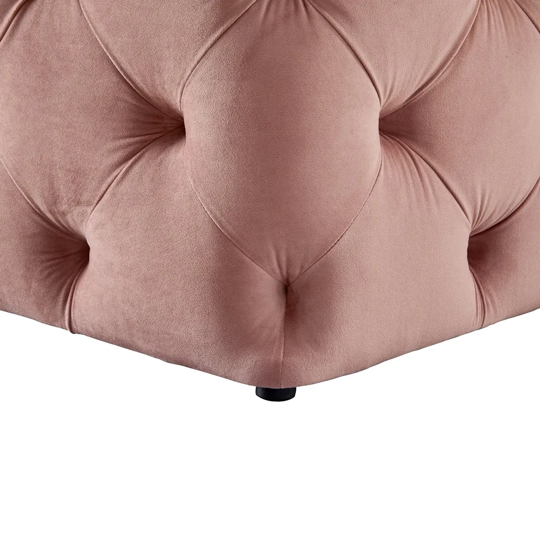 Solid Pink Color Square Shaped Artistic Design Tufted Velvet Ottoman