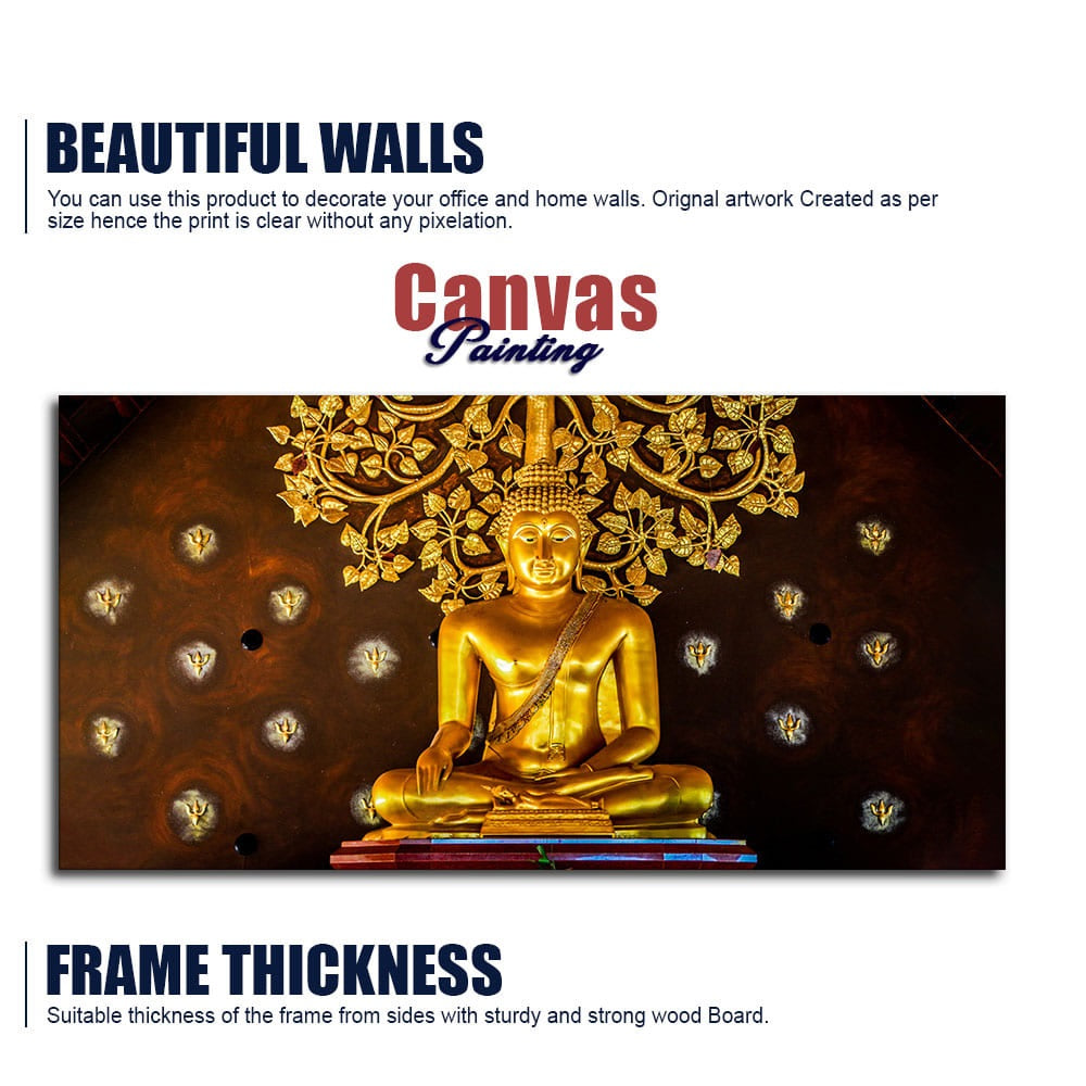 Spiritual Golden Gautam Buddha Canvas Wall Painting