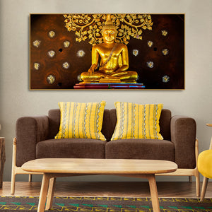 Spiritual Golden Gautam Buddha Canvas Wall Painting