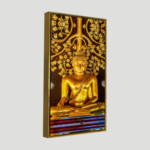 Spiritual Golden Gautam Buddha Premium Canvas Wall Painting