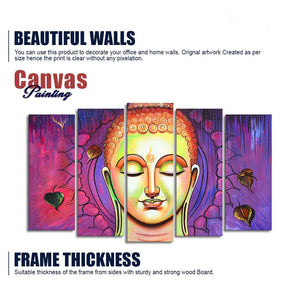 Spiritual Lord Buddha Meditating Wall Painting Set of Five