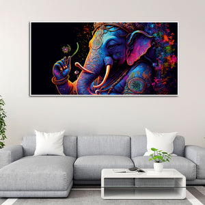 Spiritual Statue of Lord Ganesha Canvas Wall Painting