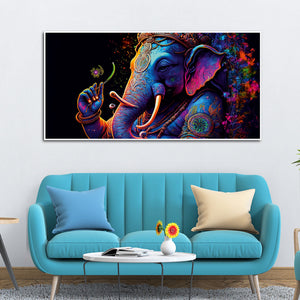 Spiritual Statue of Lord Ganesha Canvas Wall Painting