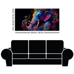 Spiritual Statue of Lord Ganesha Canvas Wall Painting