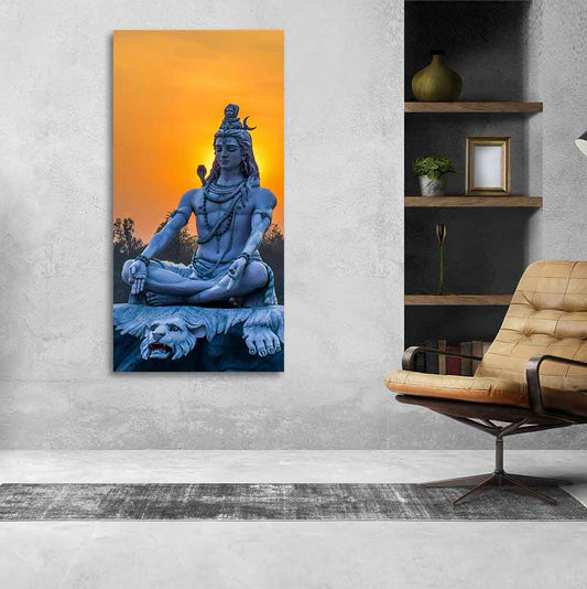 Spiritual Wall Painting of Lord Shiva Statue