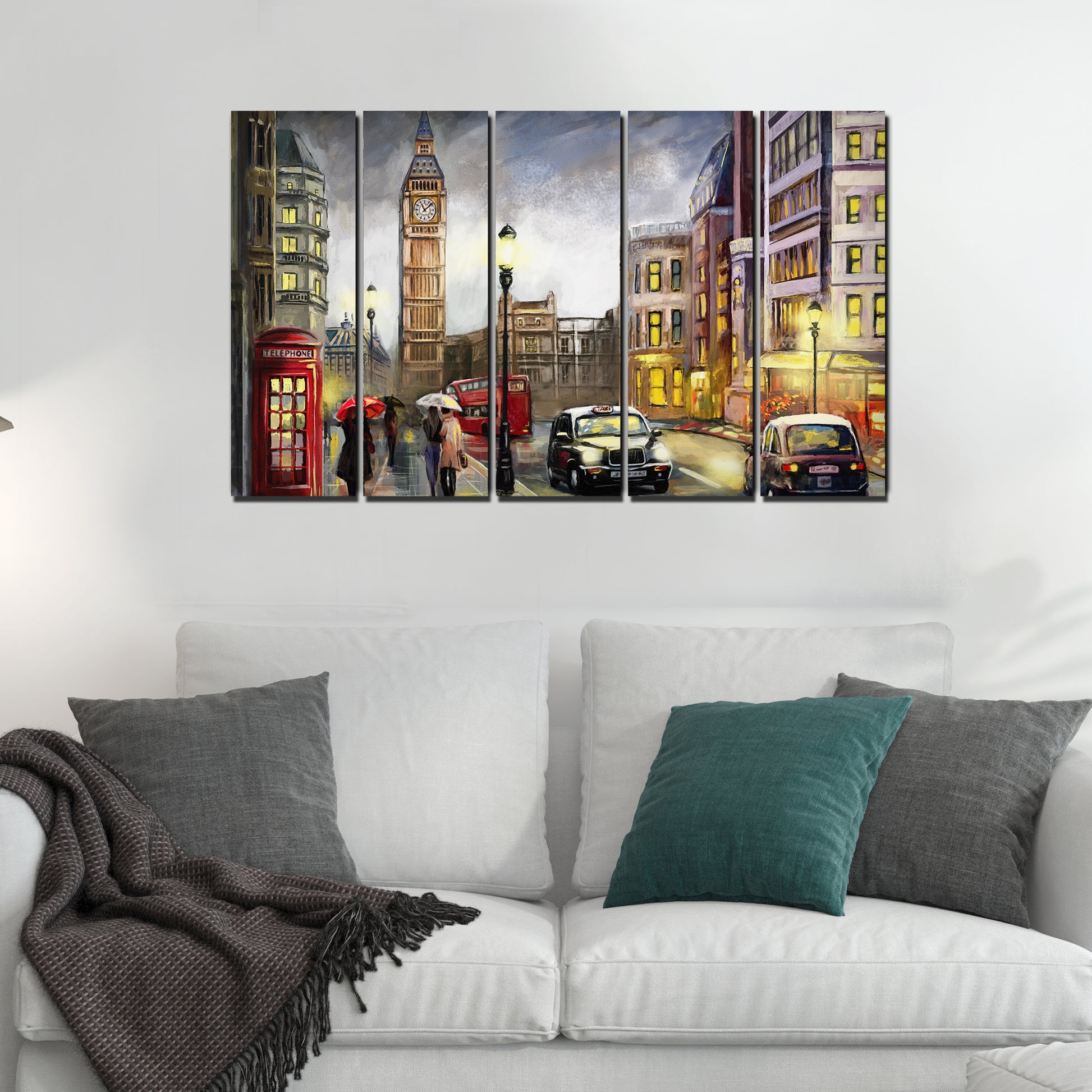 Street View of London Canvas Wall Painting Set of Five