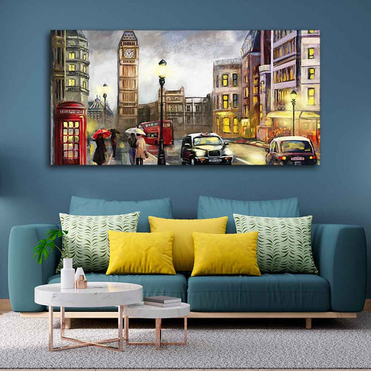 Street view of London Premium Wall Painting