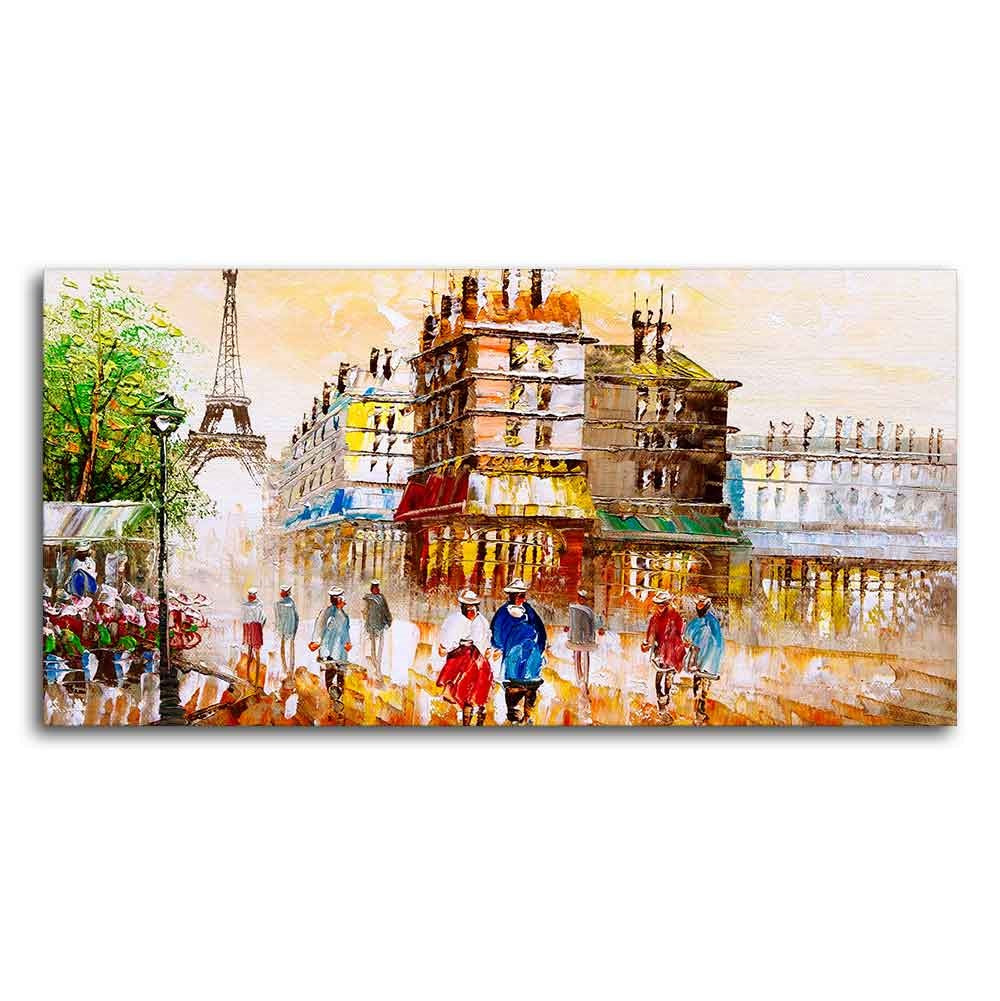 Street View of Paris Premium Wall Painting