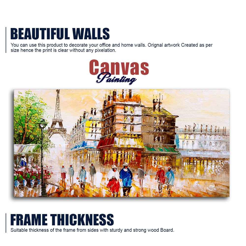 Street View of Paris Premium Wall Painting