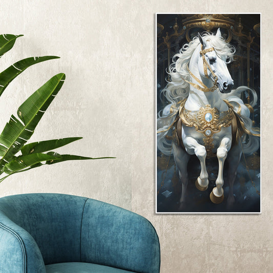 Stunning White Horse Premium Art Canvas Wall Painting