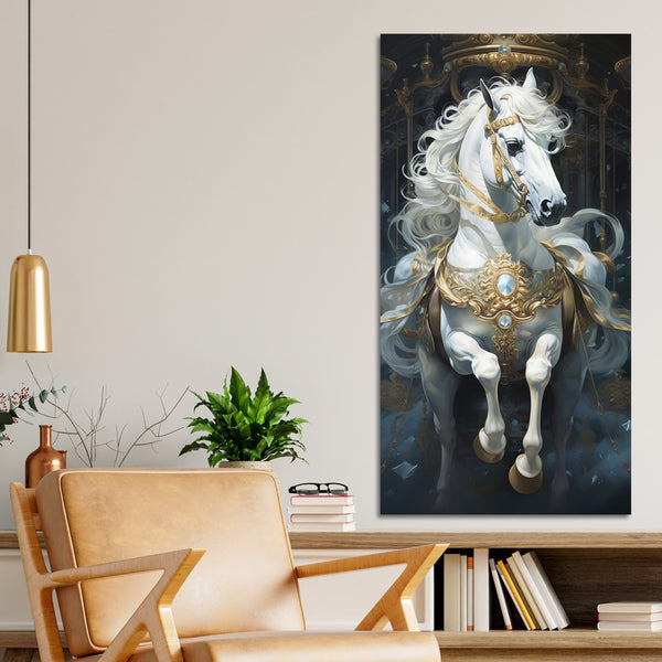 Stunning White Horse Premium Art Canvas Wall Painting