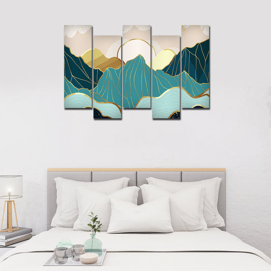 Sunrise Abstract Mountains Premium Canvas Wall Painting