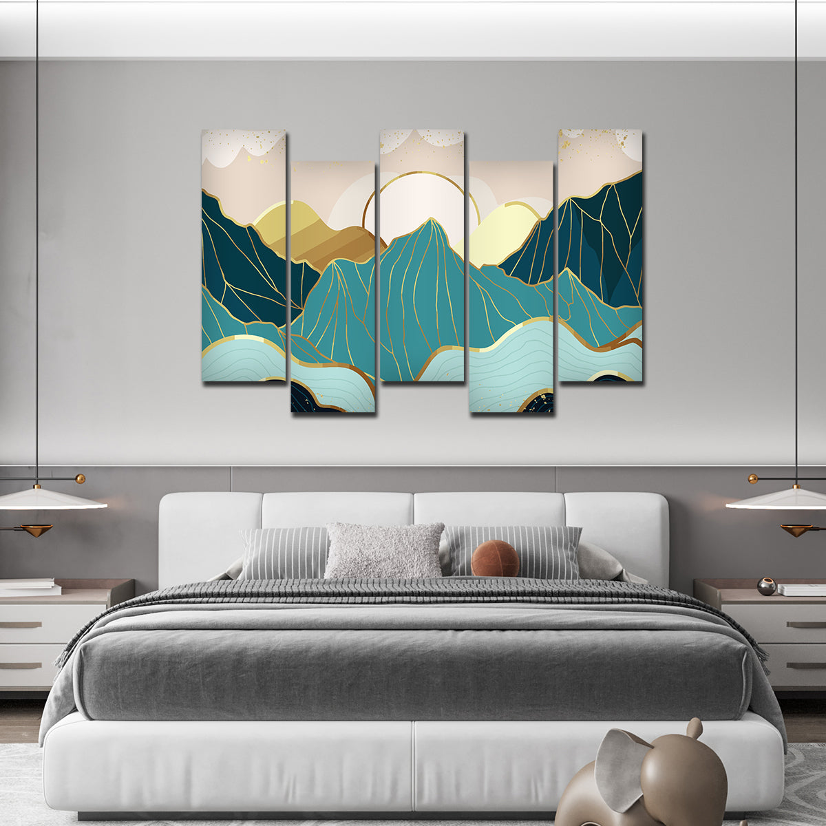 Sunrise Abstract Mountains Premium Canvas Wall Painting