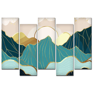 Sunrise Abstract Mountains Premium Canvas Wall Painting