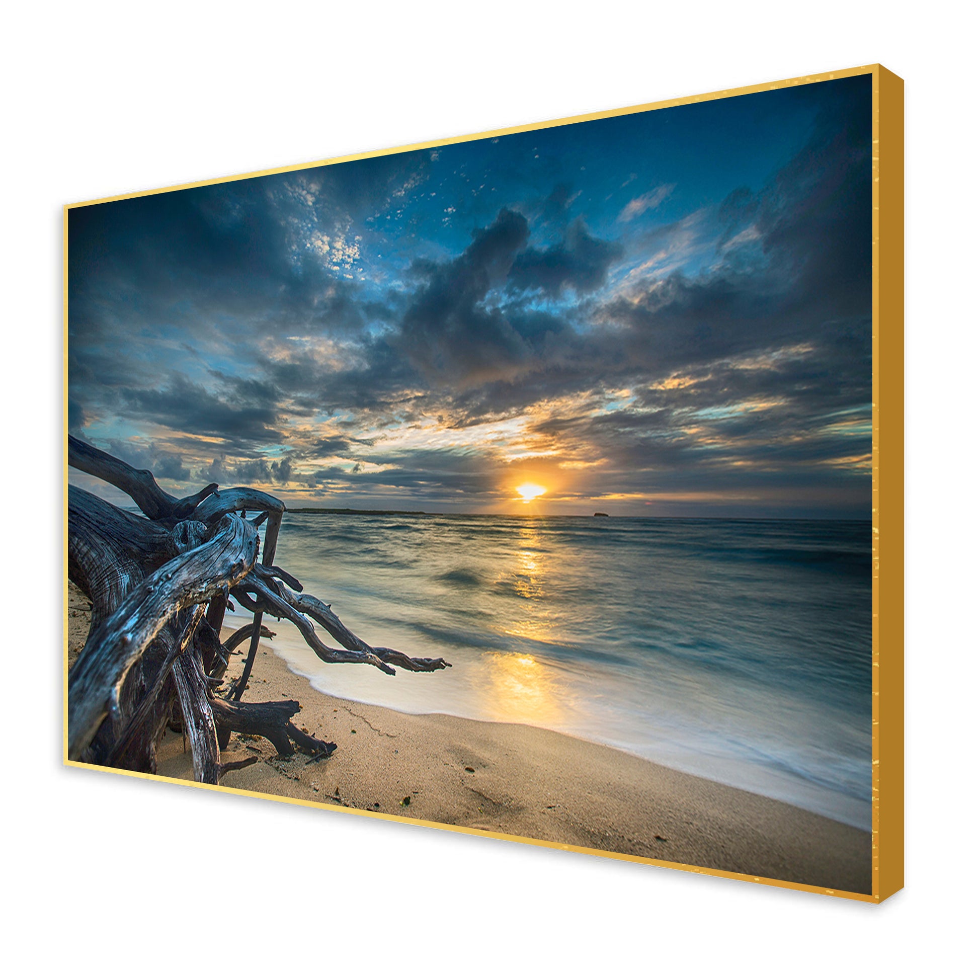 Sunset at Beach Field Wall Painting Floating Canvas